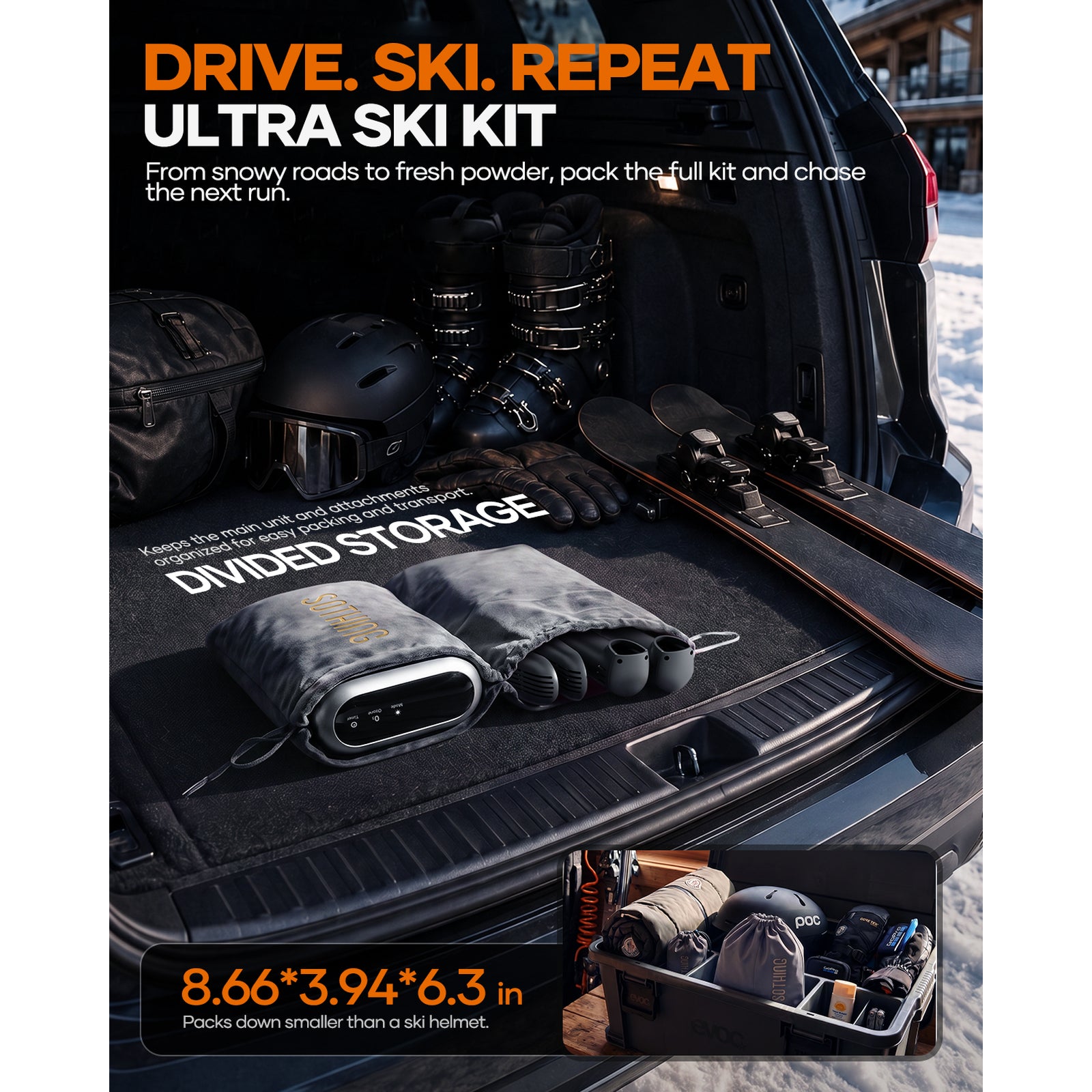 Ultra Ski Kit travel storage scene