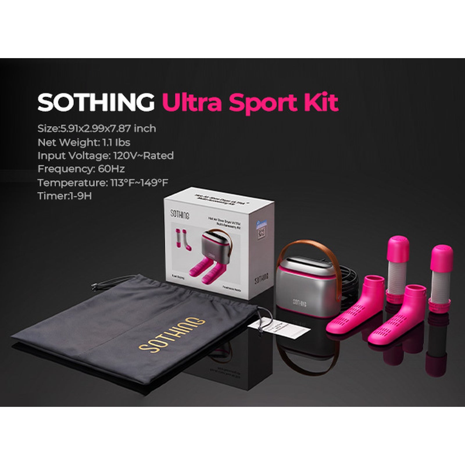 Ultra-Sport-Kit-Inhalt mit rosaroten Aufsätzen